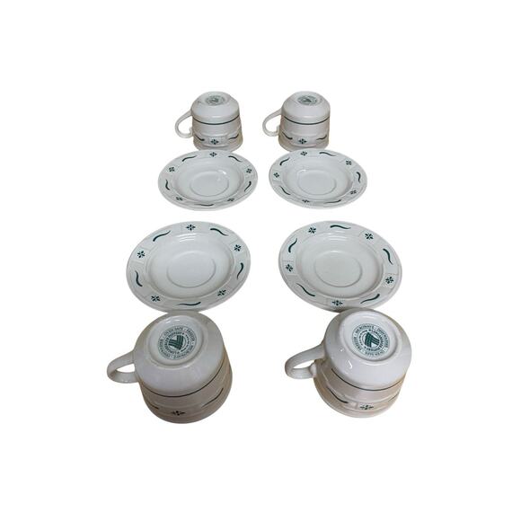 Longaberger Coffee Cup and Saucer Set Of 4 Woven Traditions Green - Picture 4 of 5